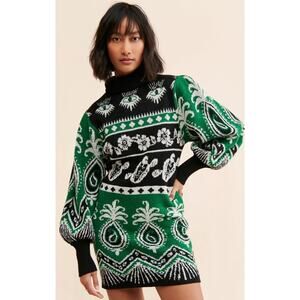 Farm Rio L Large Mystic Scarf Sweaterdress Graphic Print Sweater Dress